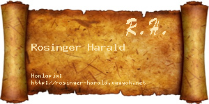 Rosinger Harald névjegykártya